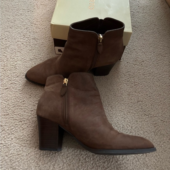 Franco Sarto Appeal Heel Suede Ankle Booties - Tobacco - Picture 3 of 6